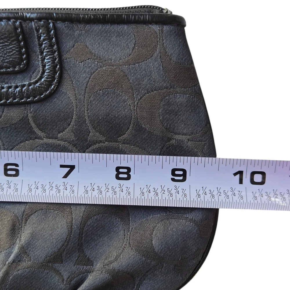 Coach Black Wristlet With Brown C Pattern. Large Clutch With Zipper, Pockets